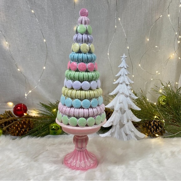 Holiday CHRISTMAS MACAROON TREE TOPIARY CENTERPIECE TABLE DECOR 16